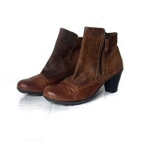 Wonders Ankle Boots Womens size 9.5/10 Eur 41 Cognac Brown leather Suede Booties